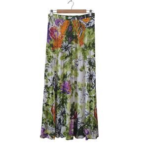 Fuzzi Floral Skirt Womens Large Lined Colorful Tropical Vaca‎ Maxi Viscose Italy